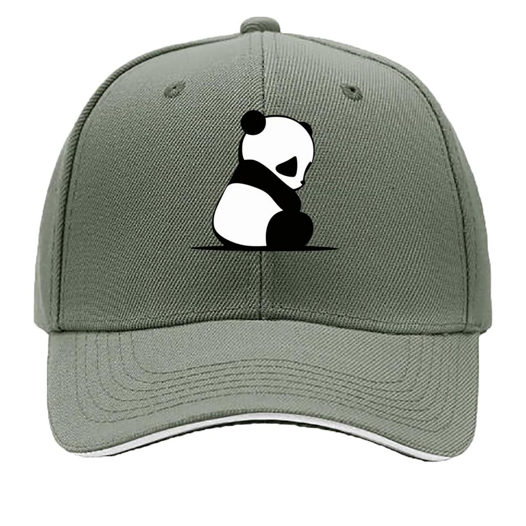 Cute Peeking Panda And Sitting Panda Illustration Sandwich Baseball Cap Sun Cap Outdoor Workouts Hat