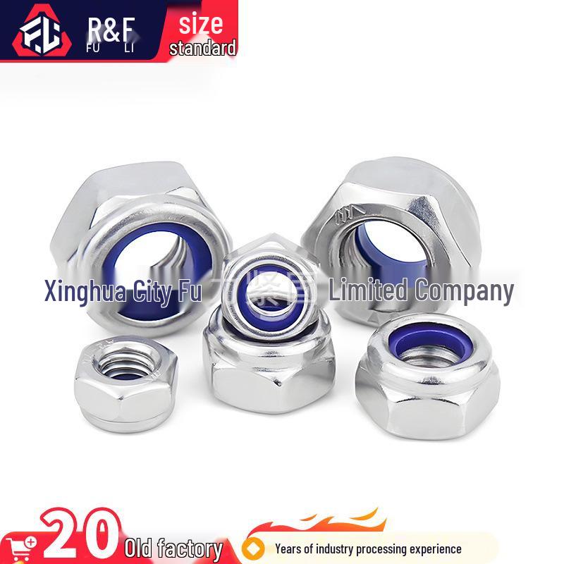 304 Stainless Steel Nylon Lock Nut - Anti-Loosening, Anti-Vibration, Self-Locking Hex Nut DIN985