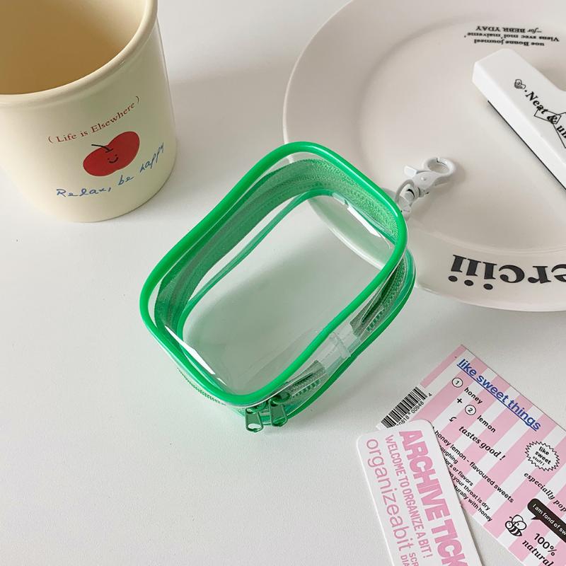 Transparent Pvc Plush Dolls Storage Pouch Square Earphone Organizer Purse With Keychain Anime Cartoon Toy Display Protector Case