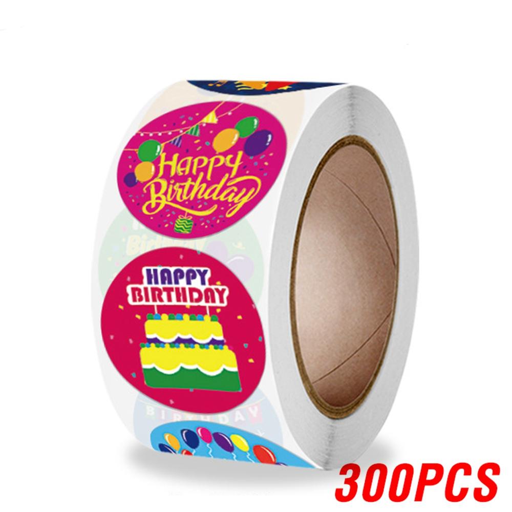 100-500pcs Cute Happy Birthday Sticker Birthday Gift Decoration Label Sealing Balloon Cake Label Packaging Scrapbook Sticker