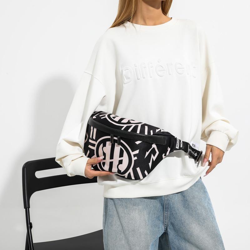 Bag new personalized men's and women's shoulder bag trendy cool fashion contrasting color messenger bag fanny pack