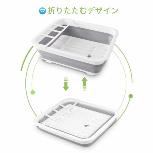 HOLO PP+TPR Folding Dish Drainer, Dish Rack, Basket, Dish Rack with Water Stop Valve, Washtub, Kitchen Storage, Cleaning, Home/Commercial Use