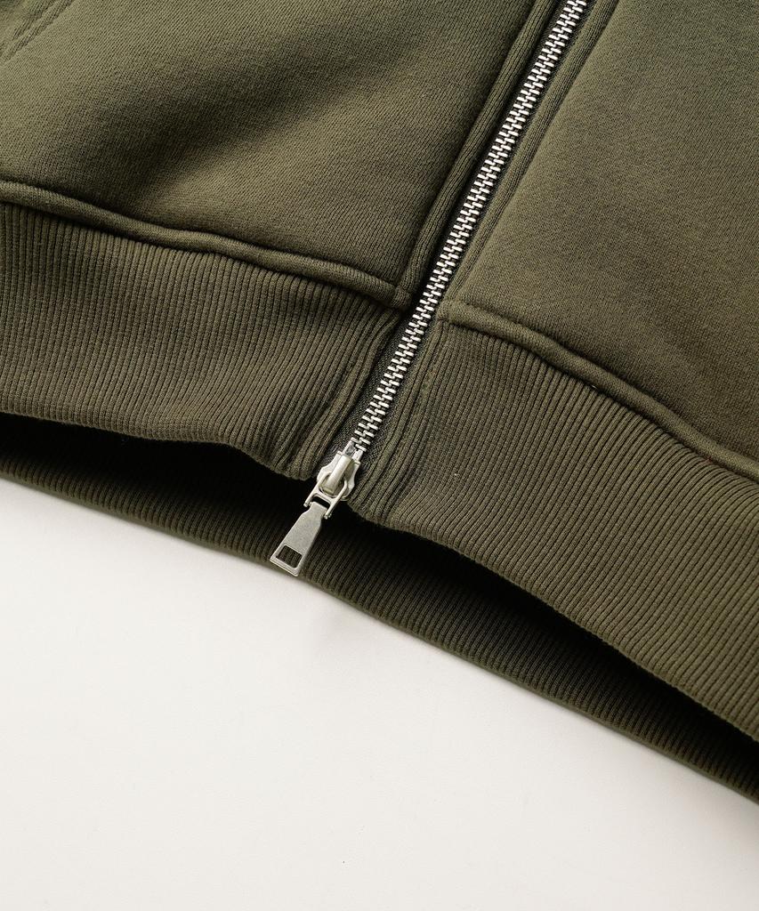 Jemut Netro Oversized Zip-Up Hoodie Dark Khaki Ishd2682