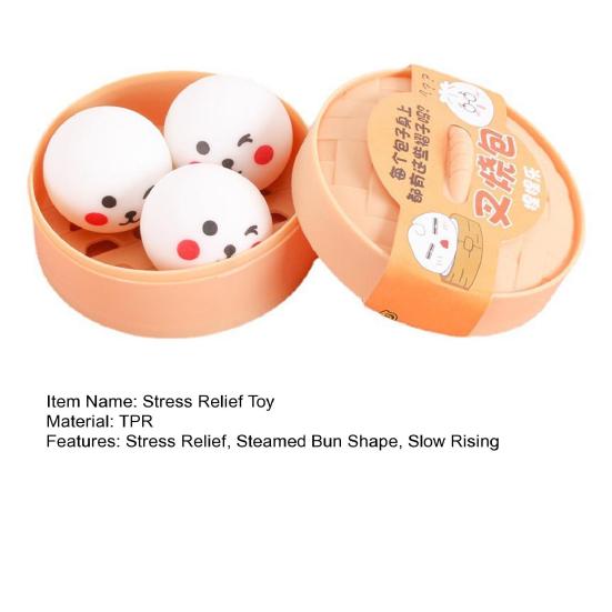 1/3Pcs Steamed Bun Toy with Steamer Pig Chick Panda Bunny Bun Squeeze Toy Slow Rebound Simulated Dumpling Stress Ball Office Desk Relaxation Tool