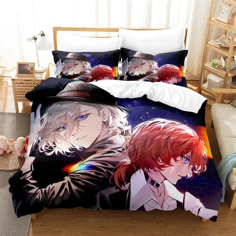 Anime Dazai Bungo Stray Dogs Bedding Set Boys Girls Twin Queen Size Duvet Cover Pillowcase Bed Kids Adult Home Textileextile