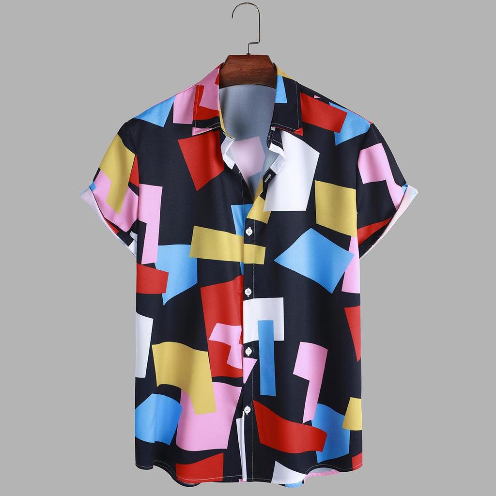 Men's Geometric Short Sleeve Casual Shirt - Summer 2022 Collection