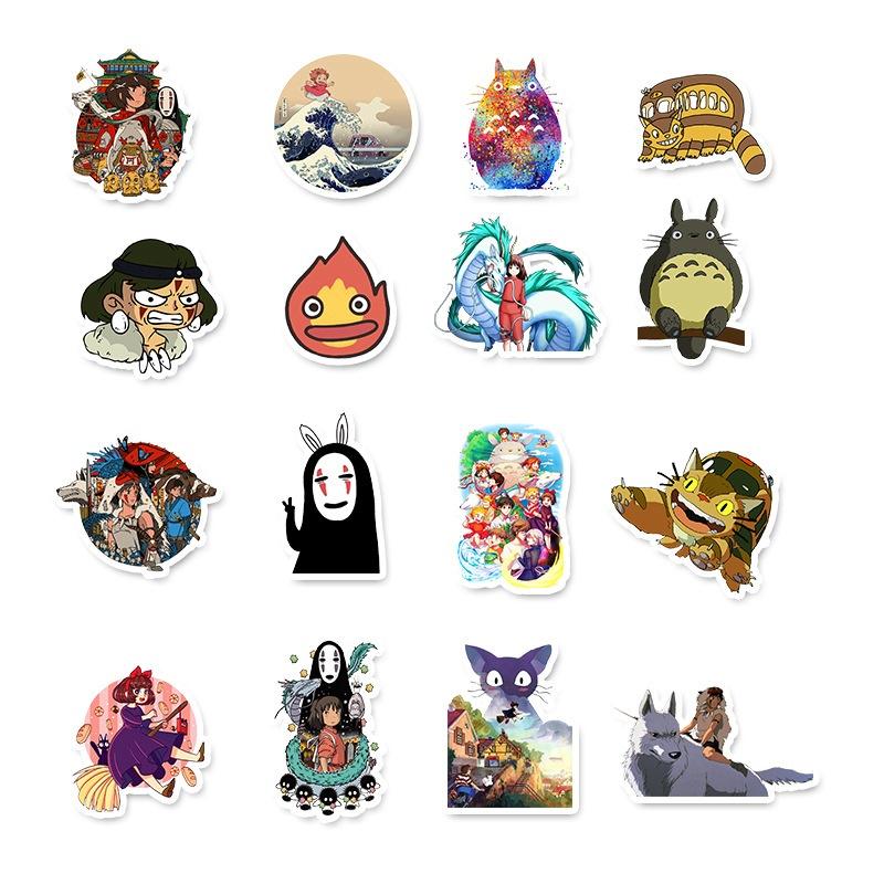 50pcs Stickers Miyazaki Hayao Anime Sticker My Neighbor Totoro/Spirited Away for Skateboard Laptop