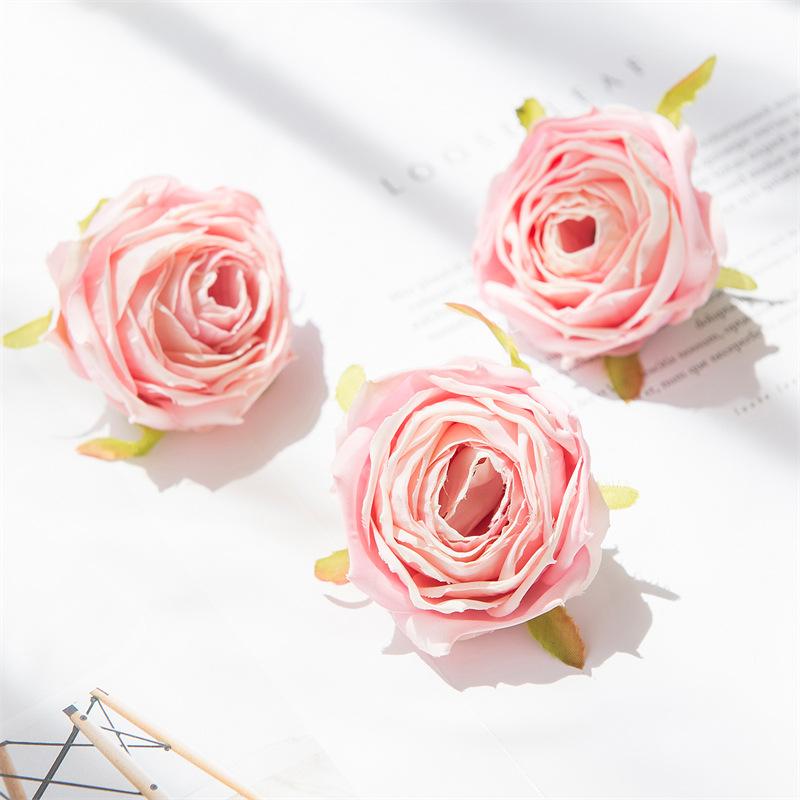 Große gerollte Kanten Rosenkopf Handgemacht DIY Künstliche Rosen Blumen Schößchen Hochzeitsblume Künstliche Requisiten Dekoration Kunstblumen