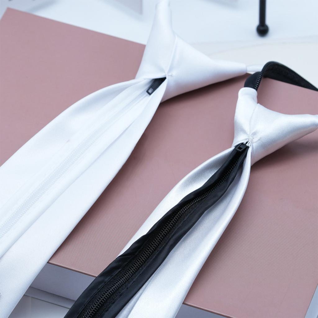 Solid Color White Neck Tie for Men Women Children Graffiti for Father's Day Decoration Necktie Adjustable Zipper Ties