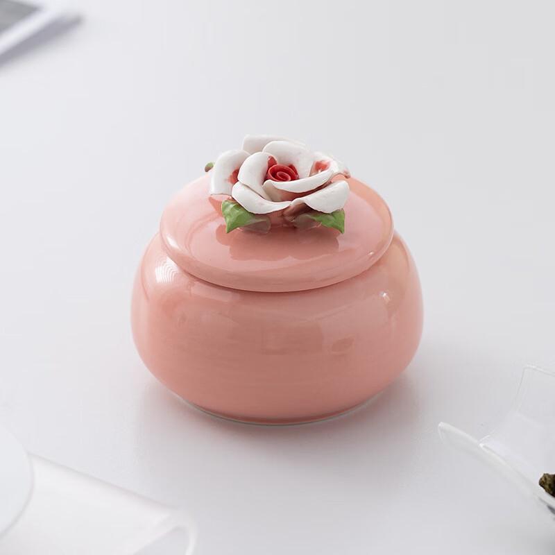 Shangqi Hand-Pinched Flower Ceramic Tea Caddy