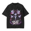 Saja Boys Kpop Łowcy Demonów Koszulka z Nadrukiem Graficznym Męska Damska Harajuku Vintage Spłowiała Luźna Codzienna Oversize Bawełniana Krótki Rękaw Letnia Nowa Koszulka