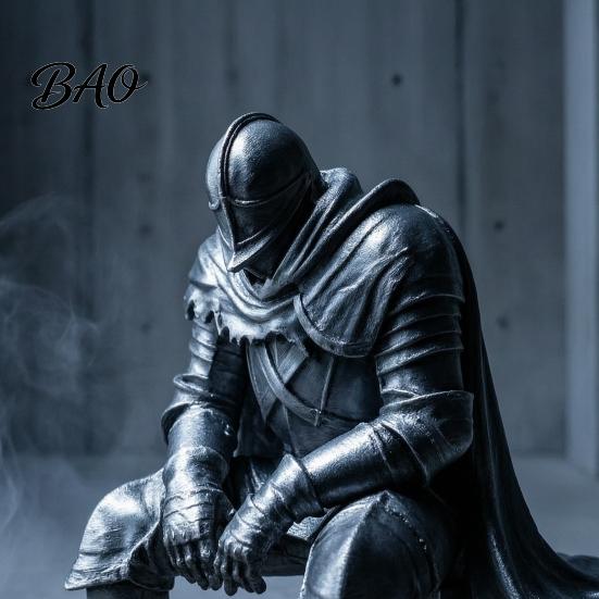 Table Edge Ornament 3D Printed Resting Knight Figurine, Sitting Dark Fantasy Personalized Gift for Him Statue, Medieval Armored Warrior Shelf