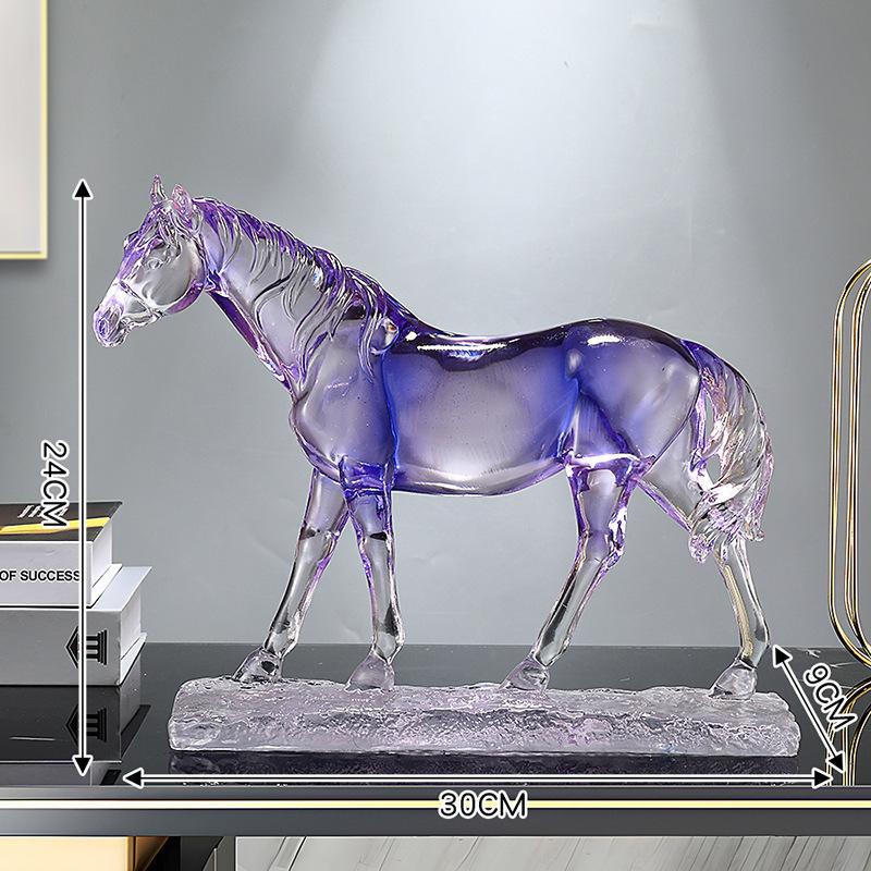 Resin Handicrafts Simulation Animal Sculpture Horse Ornament Transparent Colored Horse Decorative Figurines Home Decoration