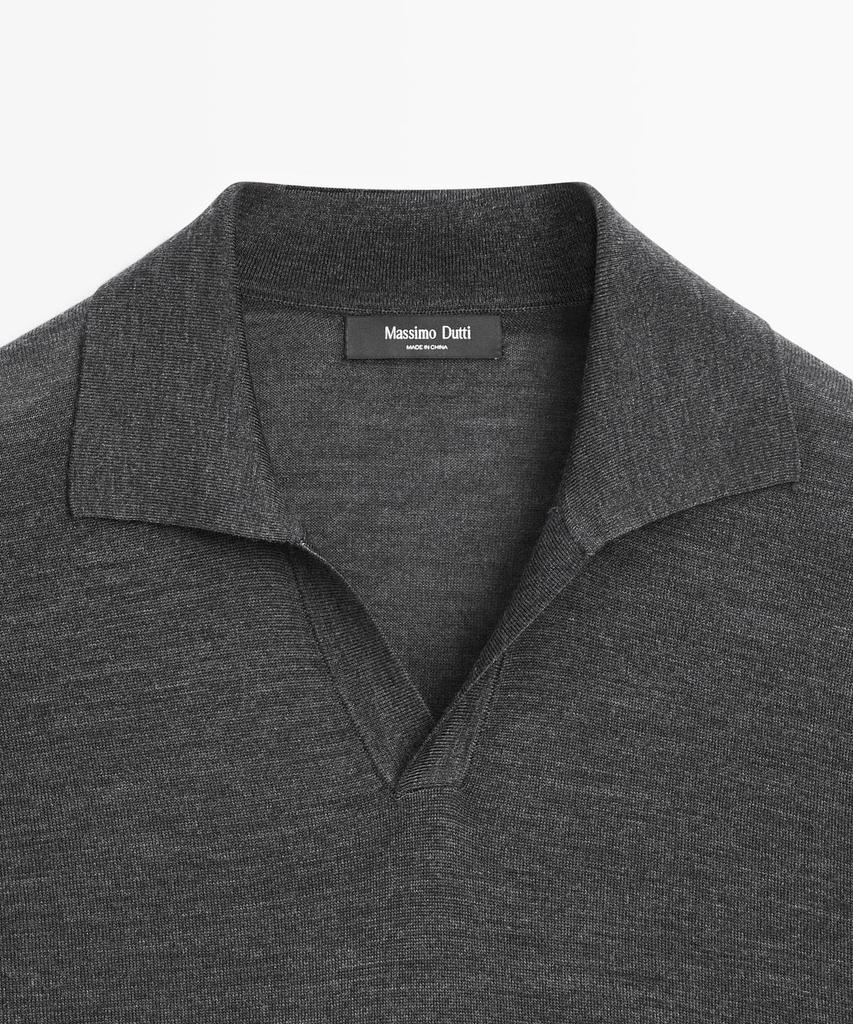 Masimodutti Knit V-Neck Polo Shirt