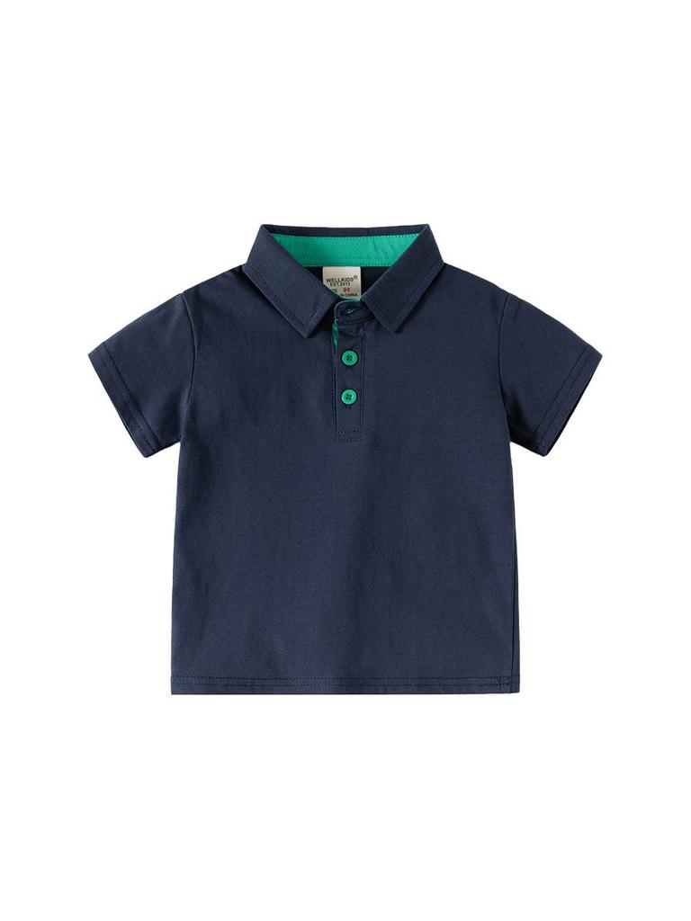 2026 Summer Boys' Polo Shirt - Plain Color Short-Sleeve Children's Top