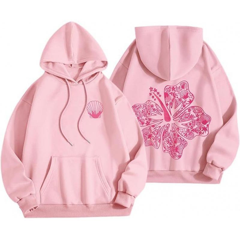 Dark sweatshirt hoodie goth couple Harajuku large size flower pattern print hooded sweater