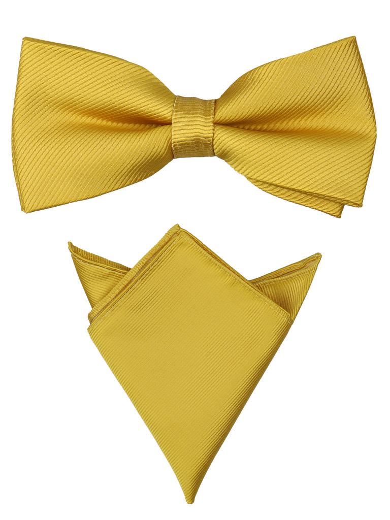 Bow Ties For Men Pre-tied Butterfly Knot Bowtie Hanky Set Solid Color Bow Tie Handkerchief For Adult Male Wedding Gift