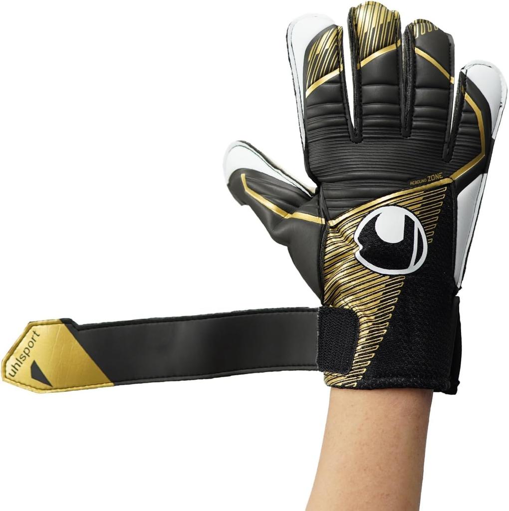 Uhlsport Practice Soccer GK Keeper Gloves Powerline Elite Starter Soft 1011312 02 3 Black X Gold X White