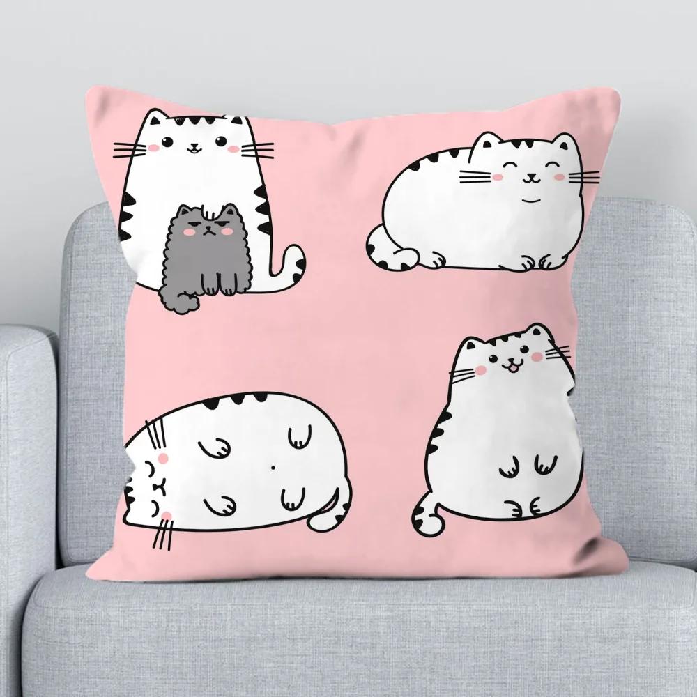 Cushion Cover  Kawaii Fat Cat Pillowcase Decorative Pillowcases x Pillow Hugs Short Plush Lounge Chairs Duplex Printing