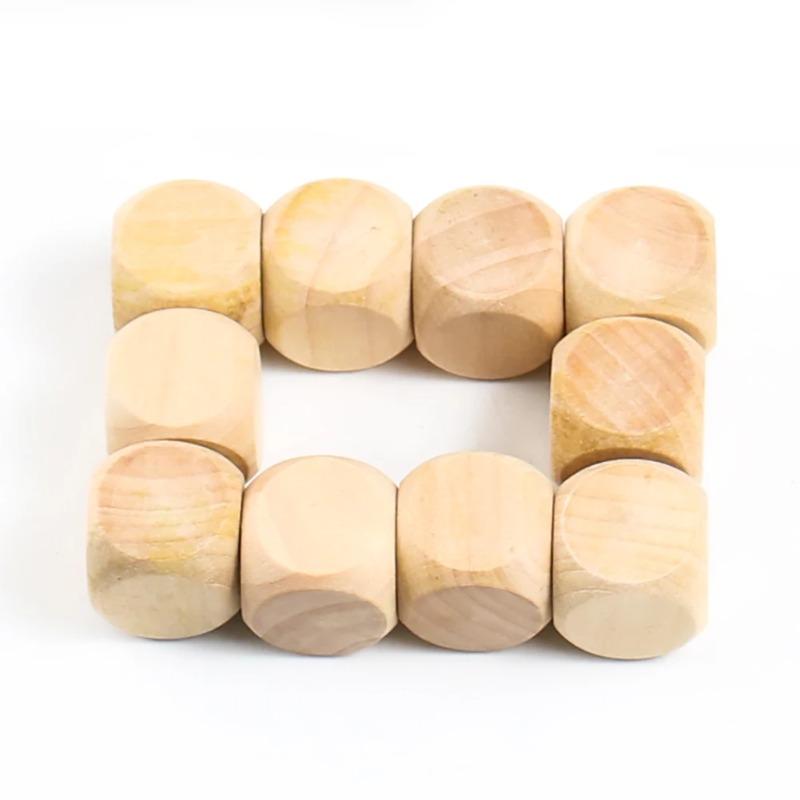 15PCS/30PCS 20mm Wood Dice 6 Sided Blank Wood Dice Party Family DIY Games Printing Engraving Board Game Education Accessories