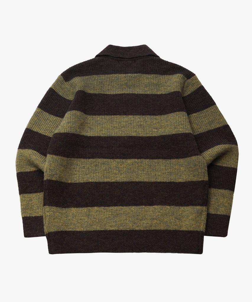 GOLDEN SUNSHINE Wool Mixed Stripe Collar Knit_Green