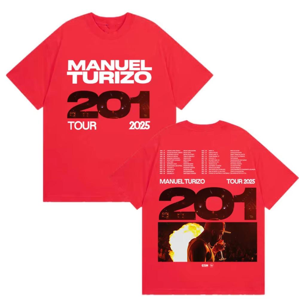 Rapper Manuel Turizo Tour 2025 Merch T Shirt Men's Retro Style Gothic Short Sleeve T-shirts Hip Hop Clothing Cotton Tops Tshirts