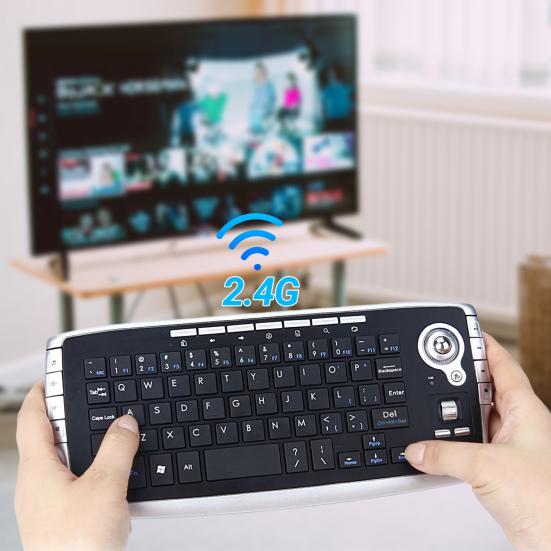 Wireless Keyboard Ergonomic Multifunctional Backlight Function 78 Keys 2.4G Mini Keyboard with Trackball