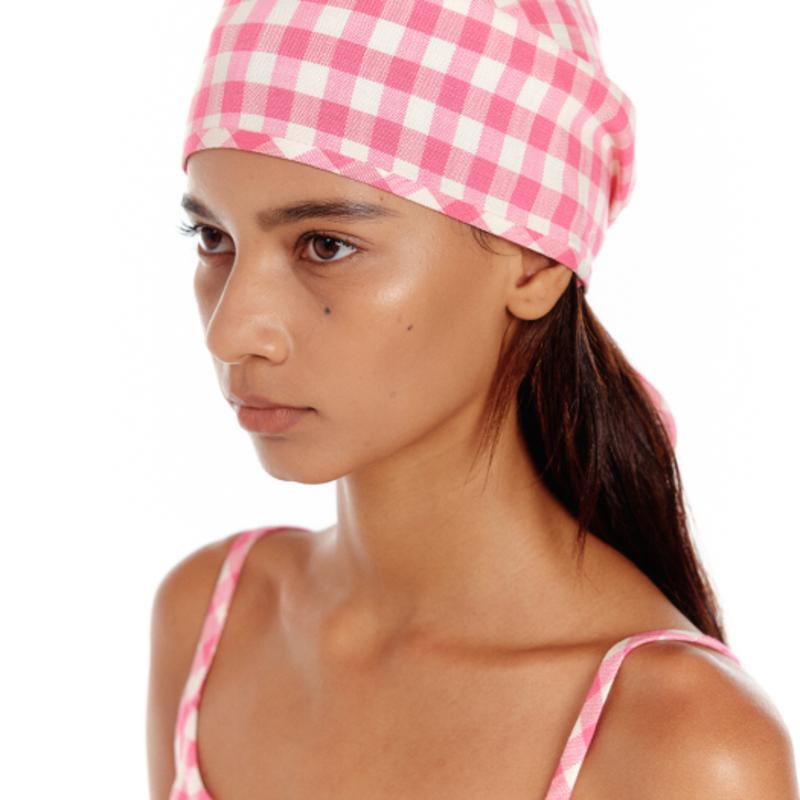 EENK UCARF Gemusterter Kopfschal - Rosa Karo