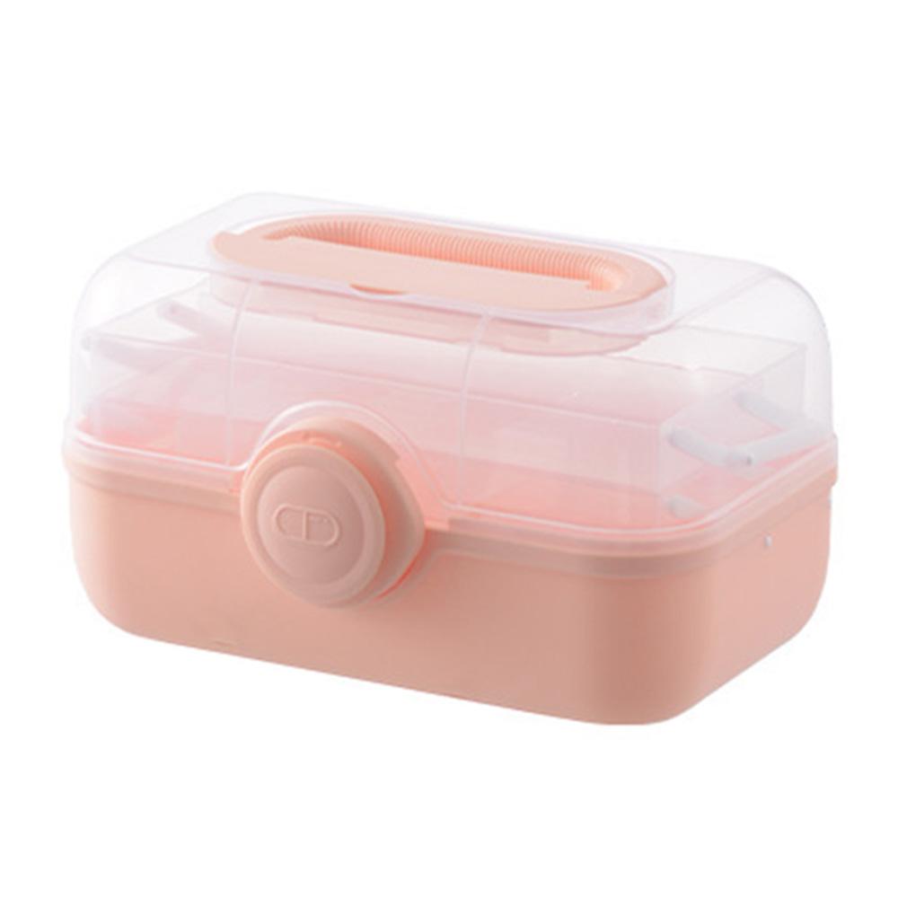 

3 Layers Medicine First Aid Kit Super Large Capacity Pill Cases Organizer Family Emergency Pharmacy Storage Container Box рожевий