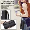 (Black) For iPhone 17 Case Card Slots Zipper Purse PU Leather Phone Cover with Shoulder Strap