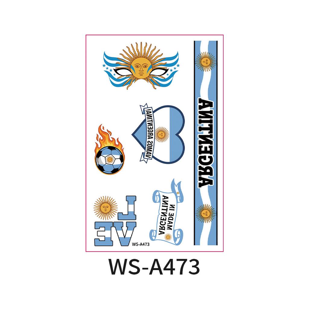 World Cup Argentina Belgium Fans Flag Face Sticker Waterproof Competition Game Tattoo Sticker