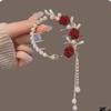 New Pearl Rose Flower Tassel Ponytail Clip Hairpin Bun Hair Accessory Headwear