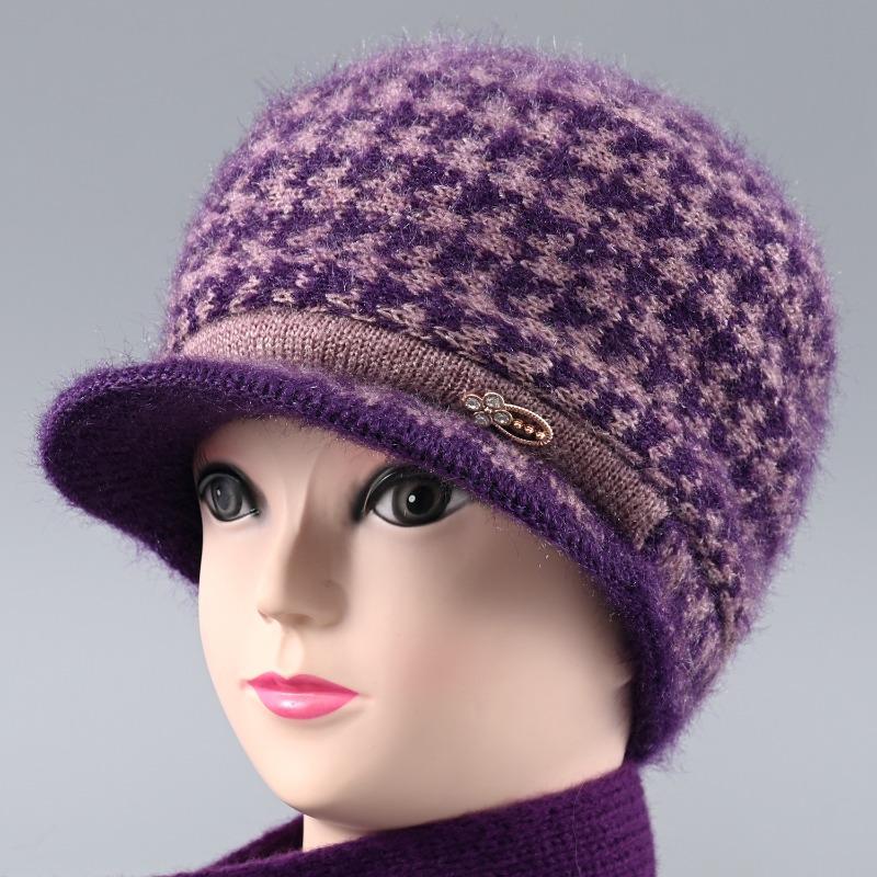Winter New Velvet Warm Wife Hat Versatile Old Hat Women's Cold-proof Knitted Wool Hat
