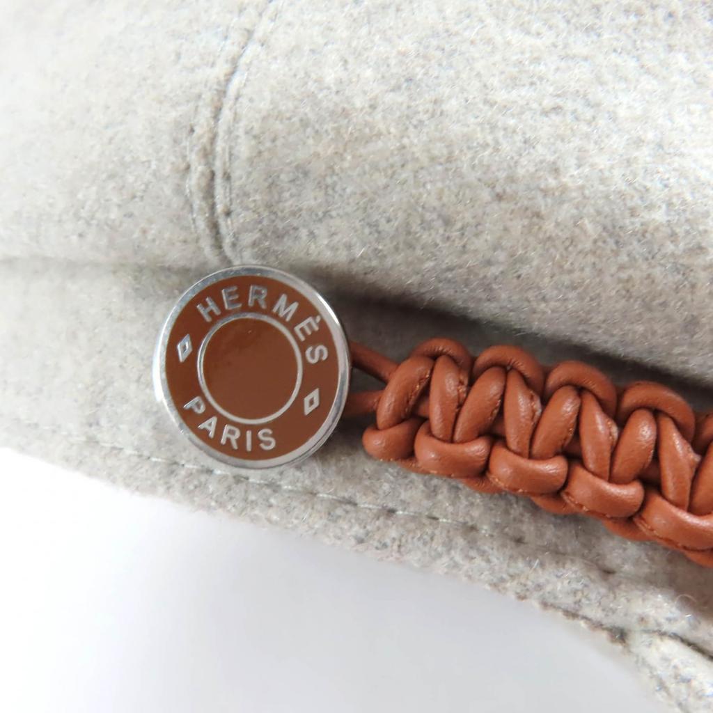 Excellent HERMES Casquette Deauville Serie Metal gray cashmere 57 H212009N Used