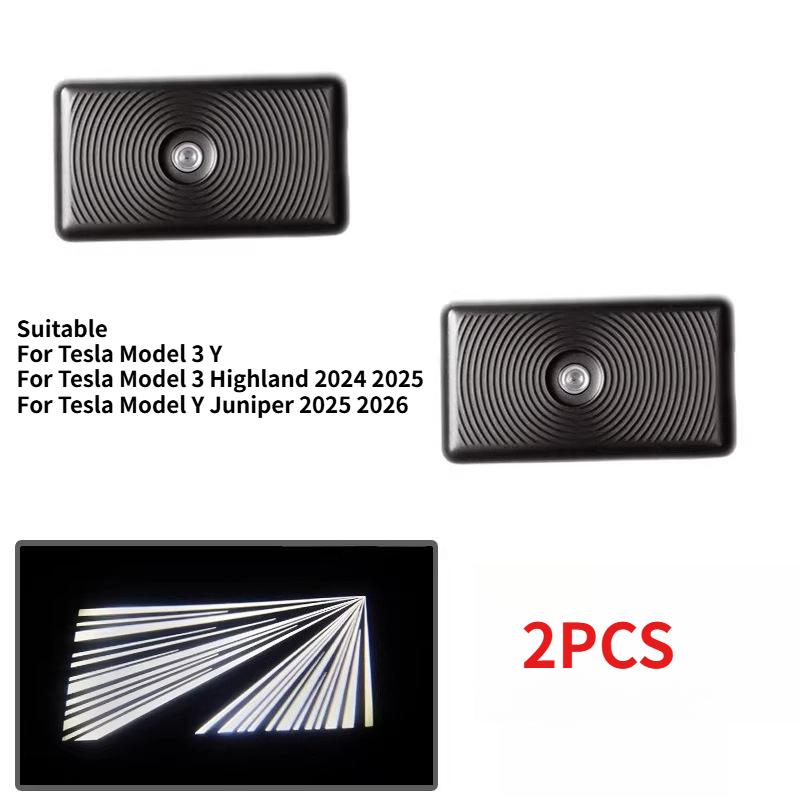 Door Lights For Tesla Model 3/Y Highland Juniper Projector Puddle Lights Ultra-Bright Welcome Step Light Glass Film Never Fade