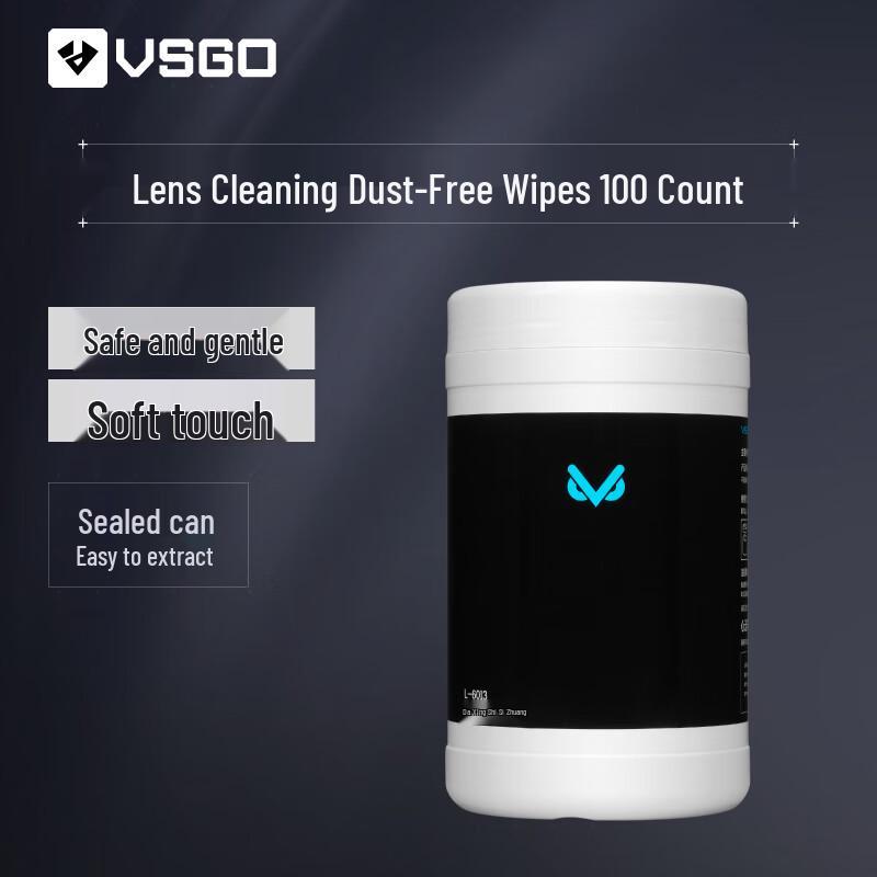 VSGO Alcohol-Free Lens & Screen Cleaning Wipes, 100 Count