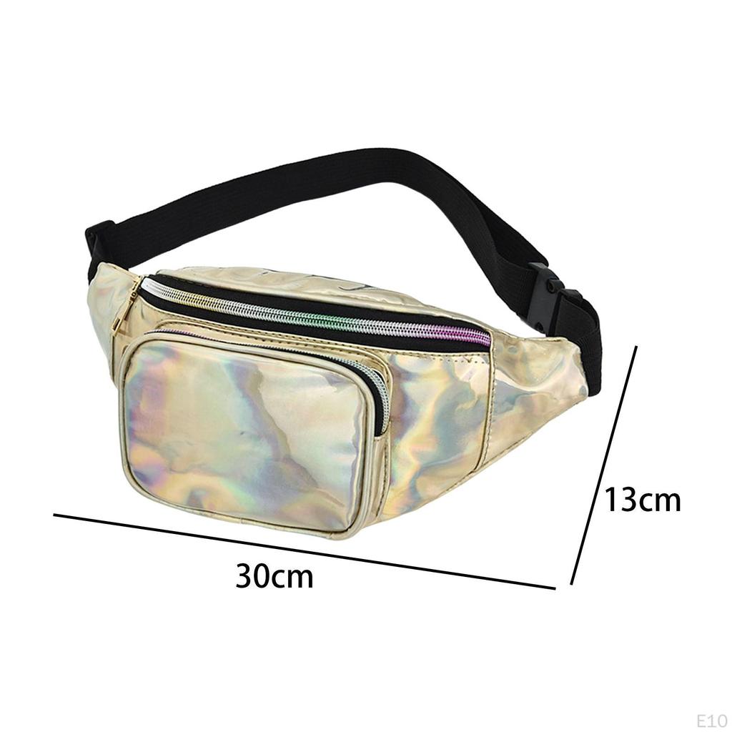 Waist Carry ,with Adjustable Strap, Resistant Shiny Chest Pocket Holographic for Cycling Women