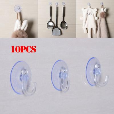 10 Pcs New Hanger Rails Suction Cup Suckers Wall Hook Transparent