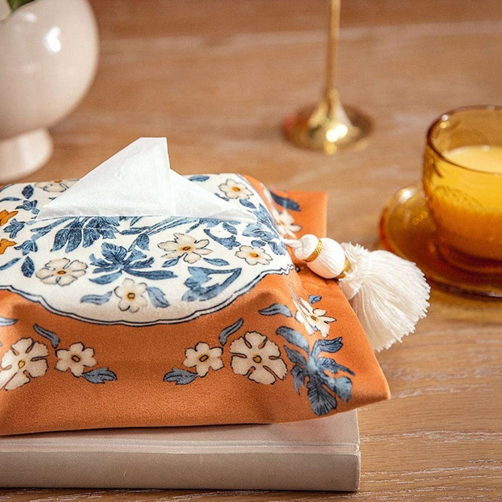 Rectangle Short Plush Tissue Bag 18x24cm Napkin Paper Box Retro Tissue Box Holder  Office