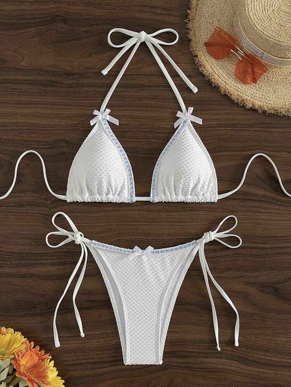 

2025 Европейский и Американский Женский Сексуальный Раздельный Купальник Бикини - Свежие Однотонные Цвета S слоновая кость