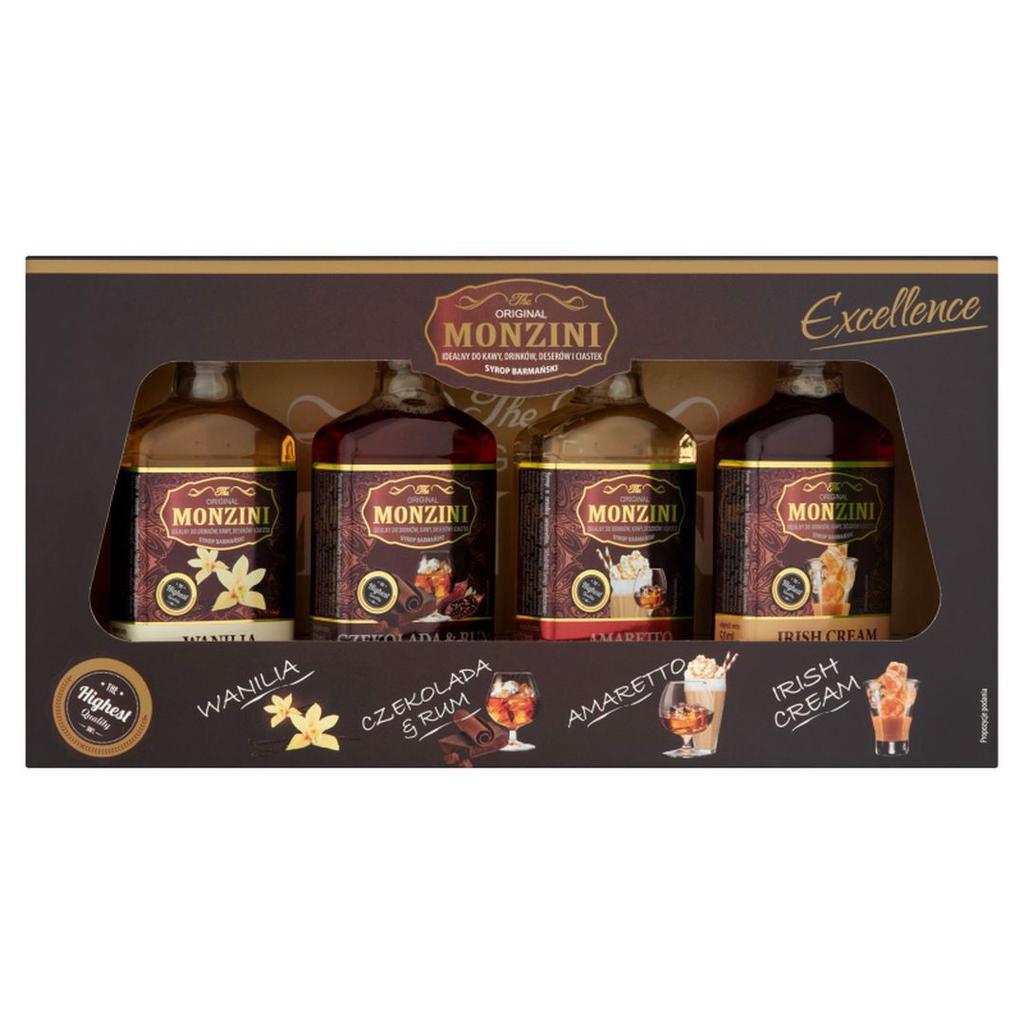 Monzini Vanilka Čokoláda & Rum Amaretto Irish Cream Sirup Barový 4 X 50 Ml