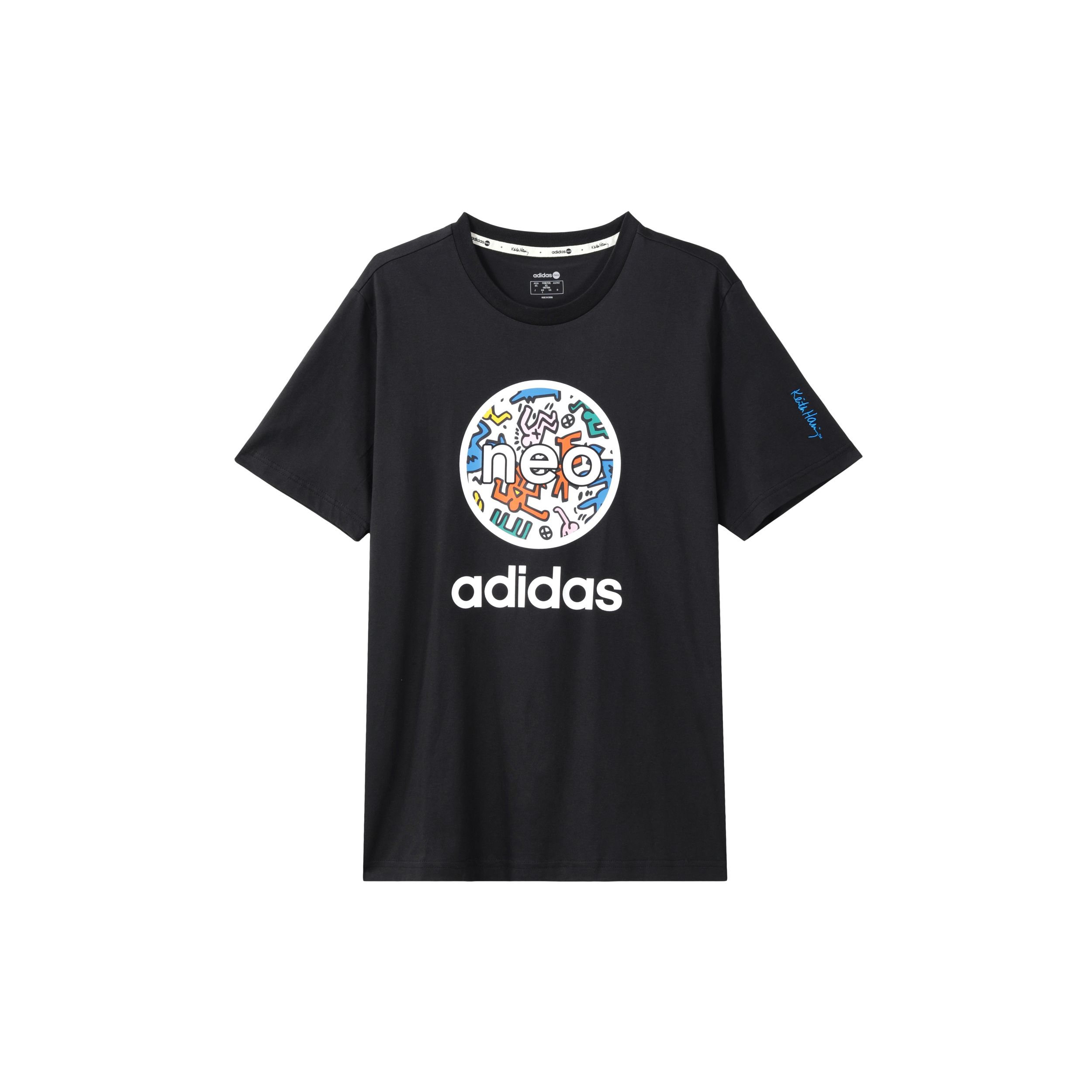 

Adidas Neo X Keith Haring Cartoon Logo Print Спортивная футболка с короткими рукавами Топы унисекс Черный HD7271 S