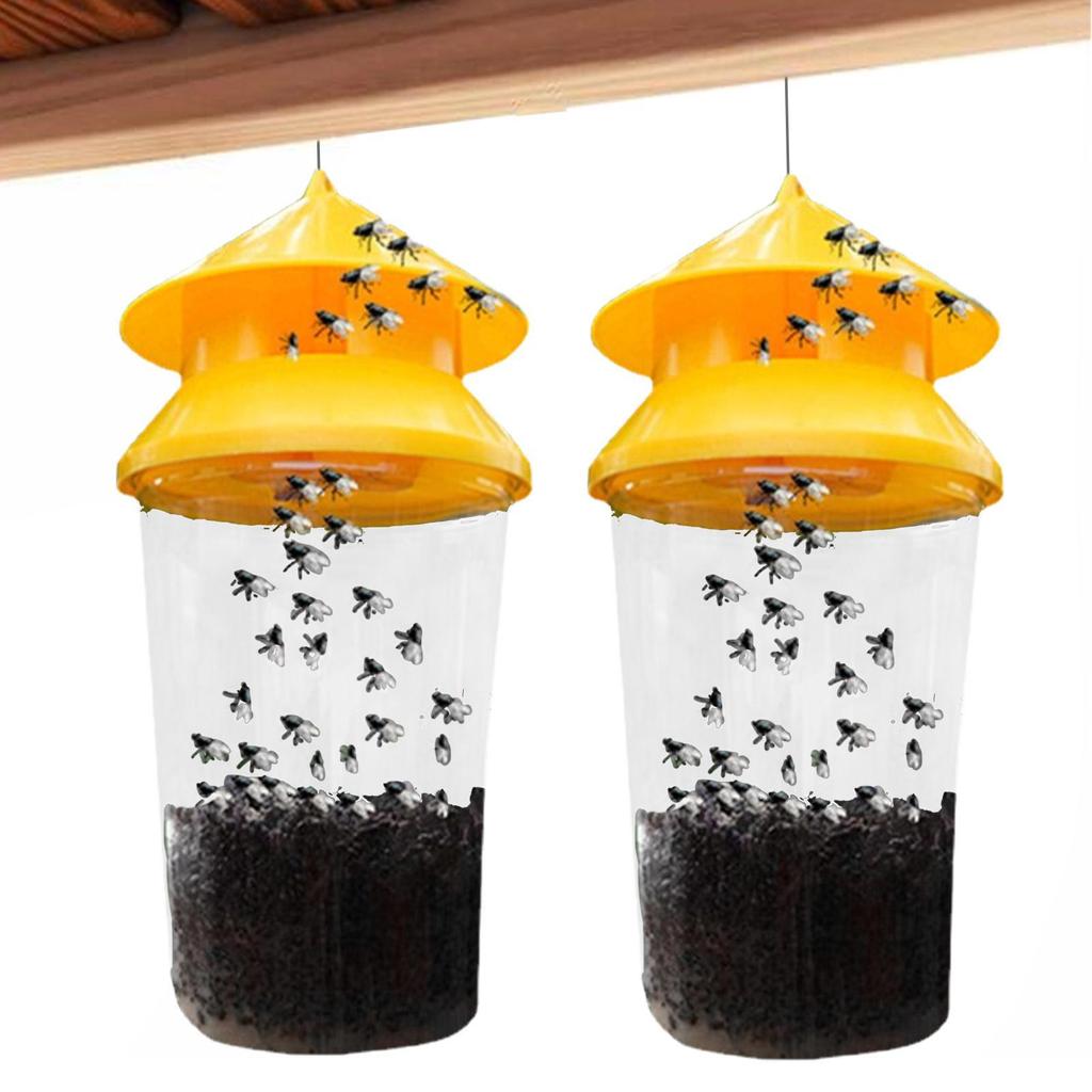 2pcs Reusable Fly Traps Fly Bait Bags Catchers Outdoor Firm Reliable Flytraps for Pastures Orchards Barns Farms Gardens Stables