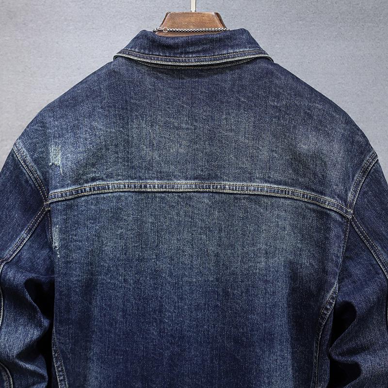 Men's Blue Stretch Denim Jacket for Autumn/Winter