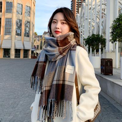 Autumn Winter Plaid Scarf Women Man New Warm Cashmere Long Knitted Wool Couple's Model Tassel Shawl Neck Guard Scarf