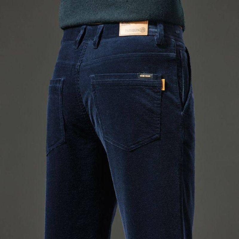 High-End Business Casual Stretch Corduroy Dad Pants for Men, New Autumn and Winter Thickened Long Pants for Middle-Aged Men