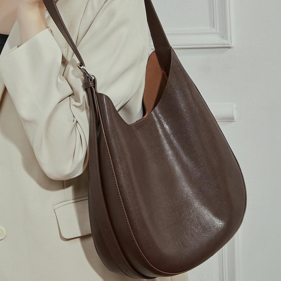 Ein-Schulter-Achseltasche, Ledertasche für Damen, Halbmondtasche, Umhängetasche, Vielseitige Trendtasche