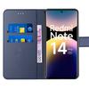 Skal - E.F.CONNECTION - För Xiaomi Redmi Note 14 Pro 5G - Marinblått PU-läder - 2 härdade glas - Repskydd