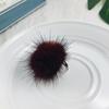 Opening Adjustable Pompom Fur Ball Ring Alloy Ring Cute Fur Ball Mink Hair Finger Ring  Women