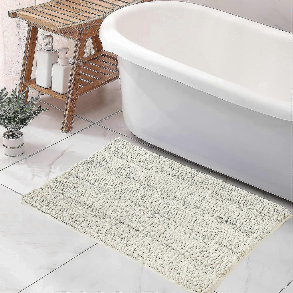 Non-slip Absorbent Bath Mat, Soft Chenille Microfiber For Bathtub Toilet Entrance Machine Washable Small 43x60cm, Gray